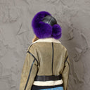 Hot Purple Woman's Winter Hat, Real Fox Fur & Leather Trapper Hat, Stylish Purple Bomber Hat, Furry Aviator Hat, Fuzzy Hat, Teen Girl Gift