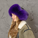 Hot Purple Woman's Winter Hat, Real Fox Fur & Leather Trapper Hat, Stylish Purple Bomber Hat, Furry Aviator Hat, Fuzzy Hat, Teen Girl Gift