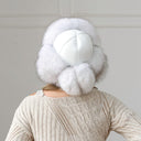 Snow White Saga Fox Fur Trapper Hat, Real Leather Ushanka, Winter Hat With Earflaps, Fluffy Aviator Hat, Gift For Her, Warm Fuzzy Bomber Hat