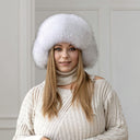 Snow White Saga Fox Fur Trapper Hat, Real Leather Ushanka, Winter Hat With Earflaps, Fluffy Aviator Hat, Gift For Her, Warm Fuzzy Bomber Hat