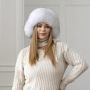 Snow White Saga Fox Fur Trapper Hat, Real Leather Ushanka, Winter Hat With Earflaps, Fluffy Aviator Hat, Gift For Her, Warm Fuzzy Bomber Hat