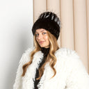 Knitted Fur Hat with Silver Top, Pom Pom Beanie, Winter Headwear, Gift for Her, Real Rabbit Fur Hat, Stylish Ladies Hat, Mom Birthday Gift