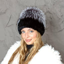Knitted Rabbit Fur Pom Pom Hat, Women Winter Beanie, Black Fluffy Hat, Set of Hat and Mittens, Stylish Furry Hat For Her, Gift for Sister