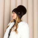 Brown Mink Fur Hat For Women with Pom-Pom, Mink Warm Winter Hat, Women Winter Hat, Women Winter Fluffy Hat Accessories, Gift For Girlfriend