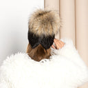 Ladies Mink Fur Hat, Fluffy Hat with Pom Pom, Mink Hat Women, Raccoon Fur Pompom Hat, Real Mink Beanie Woman, Winter Fuzzy Hat, Gift For Her