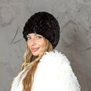 Warm Winter Fur Hat, Mink Fur Hat for Woman, Brown Furry Beanie, Knitted Fluffy Beanie, Gift for Her, Real Mink Fur Hat, Fur Hat For Grandma