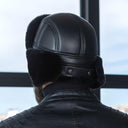 Real Leather Aviator Hat with Mouton Fur for Men, Winter Pilot Trapper Cap, Sheepskin Earflap Hat for Biker, Leather Ushanka, Gift for Him