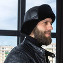 Real Leather Aviator Hat with Mouton Fur for Men, Winter Pilot Trapper Cap, Sheepskin Earflap Hat for Biker, Leather Ushanka, Gift for Him