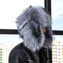 Silver Fox Fur Ushanka Hat for Men, One Piece Fur Winter Trapper Hat, Genuine Fox Fur Hat for Extreme Cold, Oversized Earflaps Hat for Him