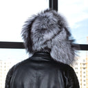 Silver Fox Fur Ushanka Hat for Men, One Piece Fur Winter Trapper Hat, Genuine Fox Fur Hat for Extreme Cold, Oversized Earflaps Hat for Him