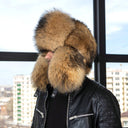 Oversized Raccoon Fur Trapper Hat, Extra Fluffy Fur Hat for Men, Natural Brown Genuine Fur Bomber Cap, Premium Fuzzy Trapper Hat, Dad Gift
