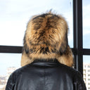 Oversized Raccoon Fur Trapper Hat, Extra Fluffy Fur Hat for Men, Natural Brown Genuine Fur Bomber Cap, Premium Fuzzy Trapper Hat, Dad Gift