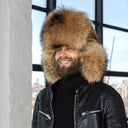 Oversized Raccoon Fur Trapper Hat, Extra Fluffy Fur Hat for Men, Natural Brown Genuine Fur Bomber Cap, Premium Fuzzy Trapper Hat, Dad Gift