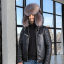 Men's Genuine Gold Fox Fur Bomber Hat, Warm Winter Trapper Hat, Fur Earflaps Hat, Hat with Adjustable Leather Size Strap, Father's Day Gift