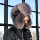 Men's Genuine Gold Fox Fur Bomber Hat, Warm Winter Trapper Hat, Fur Earflaps Hat, Hat with Adjustable Leather Size Strap, Father's Day Gift