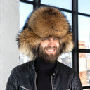 Oversized Raccoon Fur Trapper Hat For Men, One Piece Winter Hat, Fluffy Hat For Cold Weather, Real Fur Hat With Ear Flaps, Warm Hat For Him