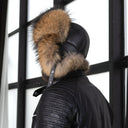Leather Trapper Hat Men, Fur Winter Hat for Him, Ushanka Bomber Hat, Earflap Aviator Hat with Leather, Oversized Trapper Hat, Gift For Dad