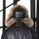 Leather Trapper Hat Men, Fur Winter Hat for Him, Ushanka Bomber Hat, Earflap Aviator Hat with Leather, Oversized Trapper Hat, Gift For Dad