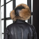 Leather Trapper Hat Men, Fur Winter Hat for Him, Ushanka Bomber Hat, Earflap Aviator Hat with Leather, Oversized Trapper Hat, Gift For Dad