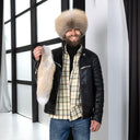 Gold Island Fox Fur Davy Crockett Hat, Detachable Tail Winter Cap for Men, 2-in-1 Winter Bomber Cap, Real Fur Hunting Headwear, Gift For Him