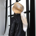 Trapper Hat with Long Removable Tail for Men, Premium Gold Island Fox Fur Hat, Real Fur Bomber Cap, Davy Crockett Hat, Warm Winter Hat Gift