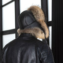 Real Raccoon Fur Hat for Men, Black Leather Trapper Hat, Warm Hat for 2026 Winter, Stylish Aviator Hat, Classic Ushanka, Hat With Earflaps