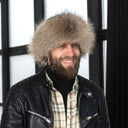 Raccoon Fur Mongoloian  Hat for Men, Real Leather Hat Flat Top, Warm Fluffy Headwear, Luxury Gift for Him, Fur Cap for Winter, Gift for Dad