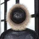 Raccoon Fur Mongoloian  Hat for Men, Real Leather Hat Flat Top, Warm Fluffy Headwear, Luxury Gift for Him, Fur Cap for Winter, Gift for Dad