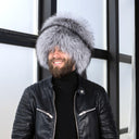 Men's Silver Fox Fur Hat with Removable Tail, Davy Crockett Style Trapper Hat, Luxury Winter Fur Headwear, Genuine Fox Fur Hat, Gift for Dad