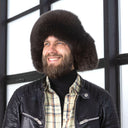 Brown Fox Fur Trapper Hat with Dark Brown Leather, Warm Winter Hat With Earflaps, Premium Ukrainian Ushanka, Mens Bomber Hat, Gift For Dad
