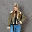 Brown & Beige Striped Fur Hat, Mink Knit Beanie, Furry Accessories, Cozy Winter Hat, Fluffy Ladies Hat, Fashion Winter Hat, Gift For Sister