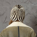 Brown & Beige Striped Fur Hat, Mink Knit Beanie, Furry Accessories, Cozy Winter Hat, Fluffy Ladies Hat, Fashion Winter Hat, Gift For Sister