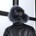 Men's Gray-Blue Albino Raccoon Fur Trapper Hat, Real Leather & Fur Bomber Hat, Fluffy Aviator Hat, Warm Hat With Earflaps, Gift For Husband