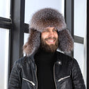 Men's Real Fox Fur Hat, Winter Trapper Hat with Ear Flaps, Warm Thick Handmade Headwear, Cold Weather Outdoor Hat, Father's Day Gift Idea