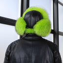 Men's Neon Green Raccoon Fur Trapper Hat, Vibrant Aviator Hat, Real Leather Bomber Hat, Fluffy Ushanka, Hat With Ear Flaps, Gift For Him