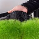 Men's Neon Green Raccoon Fur Trapper Hat, Vibrant Aviator Hat, Real Leather Bomber Hat, Fluffy Ushanka, Hat With Ear Flaps, Gift For Him