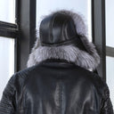 Silver Fox Fur Ushanka for Men, Fluffy Bomber Hat with Real Leather, Warm Hat With Earflaps, Cold Weather Hat for Him, Furry Trapper Hat