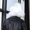 Men's Winter Hat With Earflaps In White, Genuine Raccoon Fur & Leather Trapper Hat For Him, Warm Winter Fuzzy Hat, Men Bomber Hat, Dad Gift