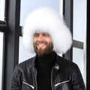Men's Winter Hat With Earflaps In White, Genuine Raccoon Fur & Leather Trapper Hat For Him, Warm Winter Fuzzy Hat, Men Bomber Hat, Dad Gift