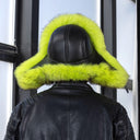 Neon Green Fox Fur Ushanka Hat, Mens Luxury Real Raccoon Fur Trapper Hat, Bright Lime Winter Fur Cap, Fluffy Aviator Hat, Gift for Boyfriend