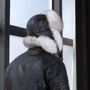 Real Fur Bomber Hat, Leather Trapper Hat for Men, Winter Fur Ear flaps Hat, White Fur Hat for Teen Boy, Men's Fashion Hat, Gift For Husband
