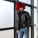 Men's Trapper Hat From Raccoon Fur, Red Winter Trapper Hat, Warm Fur Hat, Leather Ushanka, Fur Bomber Hat, Ear Flap Hat, Gift for Boyfriend