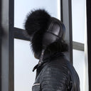 Men's Black Raccoon Fur Trapper Hat, Classik Ushanka for Him, Premium Aviator Hat from Real Leather, Warm Winter Hat, Birthday Gift for Men