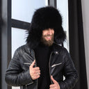 Men's Black Raccoon Fur Trapper Hat, Classik Ushanka for Him, Premium Aviator Hat from Real Leather, Warm Winter Hat, Birthday Gift for Men