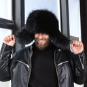 Men's Black Raccoon Fur Trapper Hat, Classik Ushanka for Him, Premium Aviator Hat from Real Leather, Warm Winter Hat, Birthday Gift for Men