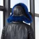Real Raccoon Fur Trapper Hat In Blue, Men's Oversized Hat With Ear Flaps, Stylish Furry Hat For Husband, Modern Ushanka, Aviator Hat For Him