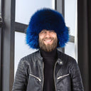 Real Raccoon Fur Trapper Hat In Blue, Men's Oversized Hat With Ear Flaps, Stylish Furry Hat For Husband, Modern Ushanka, Aviator Hat For Him