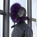 Real Fur Trapper Hat for Men, Purple Raccoon Fur Hat, Warm Winter Hat, Ushanka Leather Hat, Fur Bomber Hat, Earflaps Hat, Gift for Boyfriend
