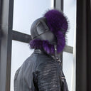 Real Fur Trapper Hat for Men, Purple Raccoon Fur Hat, Warm Winter Hat, Ushanka Leather Hat, Fur Bomber Hat, Earflaps Hat, Gift for Boyfriend