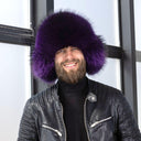 Real Fur Trapper Hat for Men, Purple Raccoon Fur Hat, Warm Winter Hat, Ushanka Leather Hat, Fur Bomber Hat, Earflaps Hat, Gift for Boyfriend